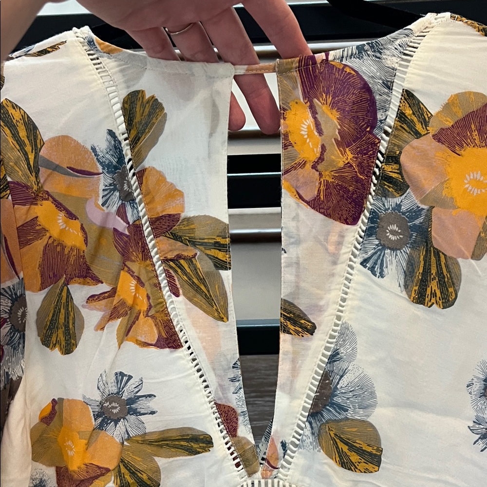 Free People Floral Mini Dress - Cream, Yellow, Blue - Picture 5 of 8